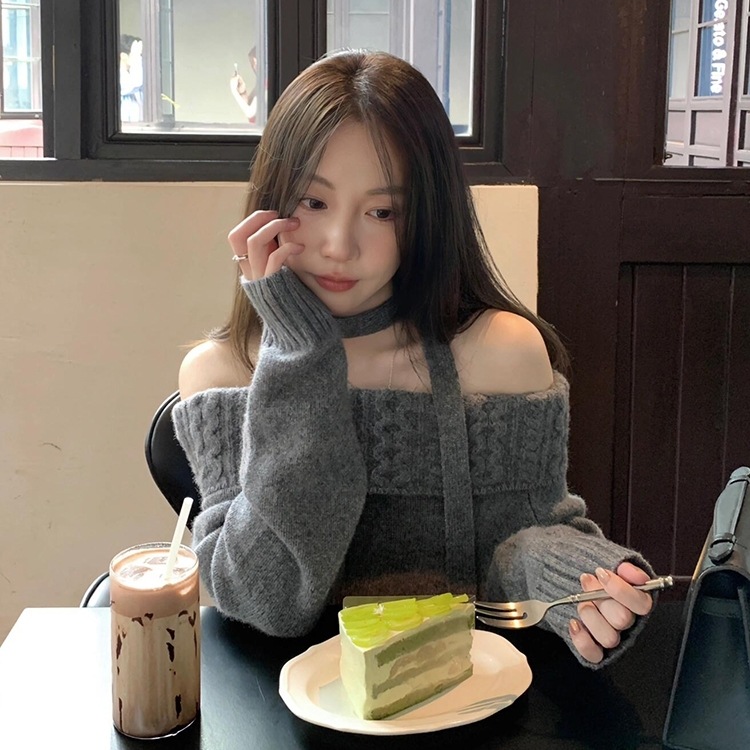 セーター ニット トップス オフショルダー チョーカー ワイド 長袖 大人可愛い 上品 お洒落 こなれ感 普段使い