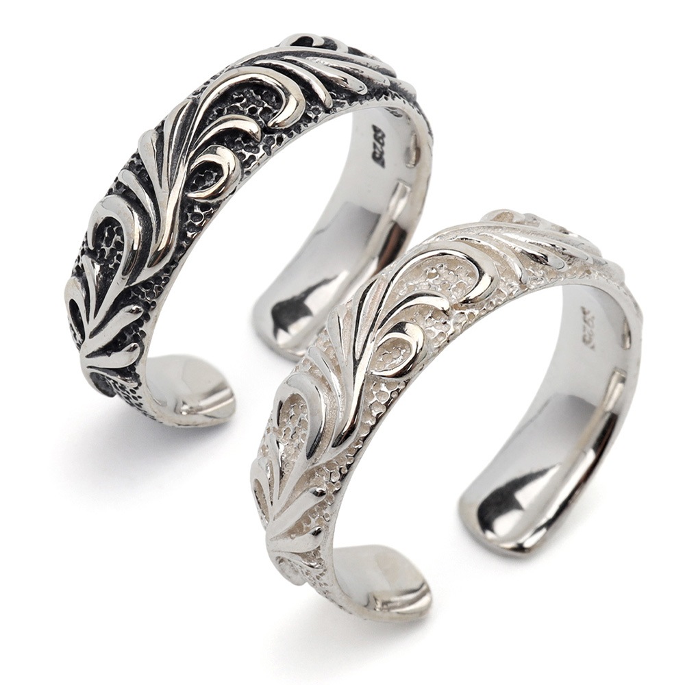 925 唐草 オープンリング 2カラー [rs208]