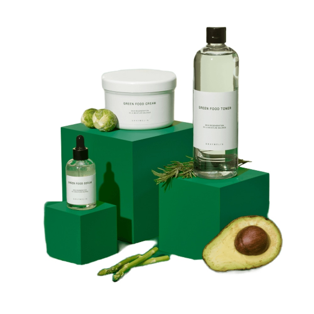 [SET] グリーンフード 水分補給 スキンケア3点セット (トナー500ml+セラム50ml+クリーム500g)
