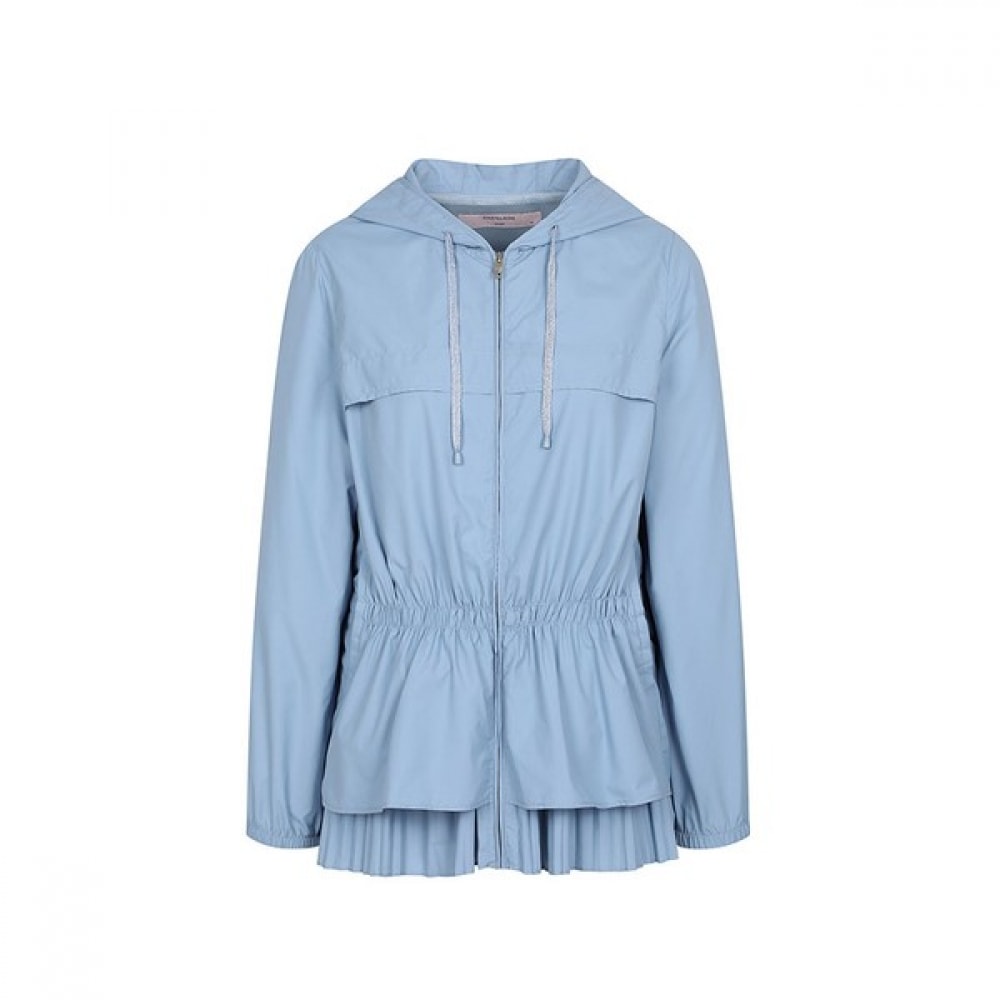 [シャトラン] ブルーウエストシャーリングリンクルレイヤードジャンパー HCCMJP208