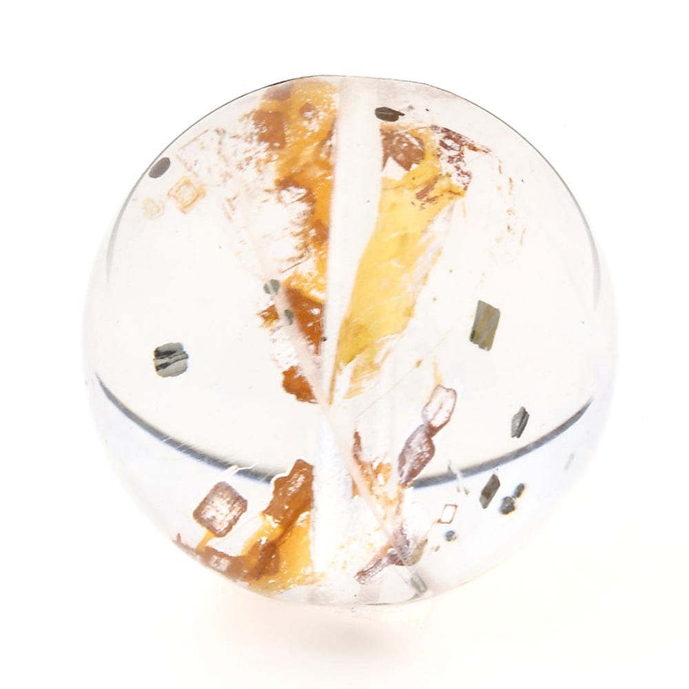 「1点もの 現品」 1粒売り 天然 オーラクォーツ ブラジル産 14mm パワーストーン バラ売り 天然石 パワーストーン ばら売り ビーズ 穴あき 1玉売り アクセサリー パー zz000122-f