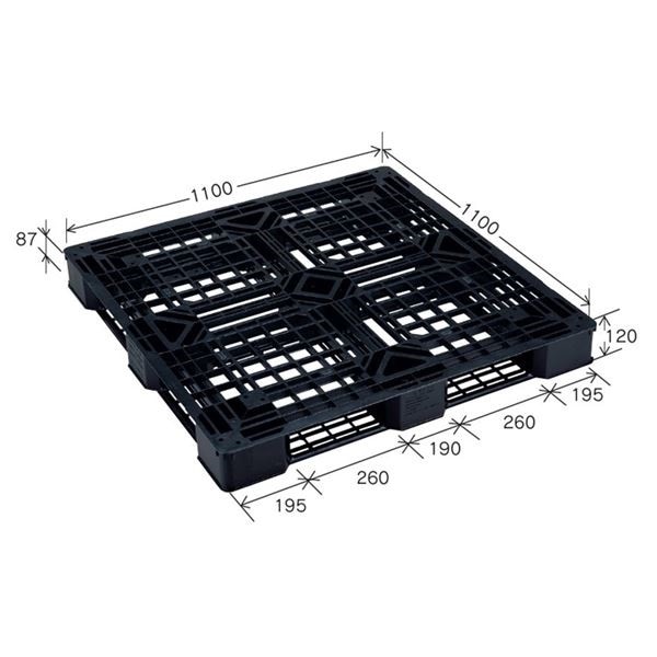 10枚セット 樹脂パレット/軽量パレット JL-D41111E（5） ブラック 材質：再生PP 安全設計