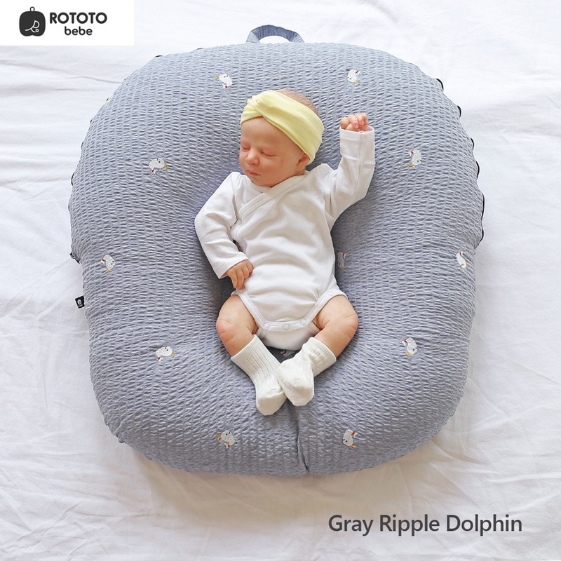 ロトトクッション Ripple Dolphin Grey 逆流クッション 授乳枕 斜面枕 ベビー枕 うつ伏せ遊び 出産祝い 赤ちゃん 新生児 吐き戻し防止 韓国製