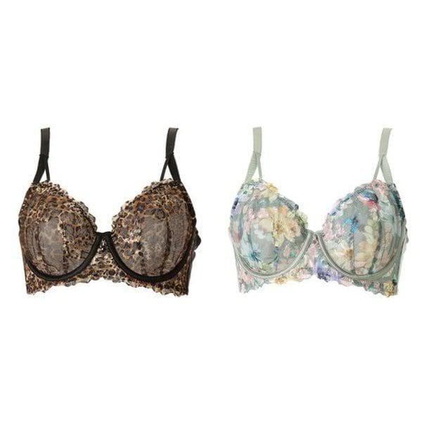 【】VBR1710D お手頃価格 軽量プリント チュールレース 裏地なし Dカップ ブラジャー単品