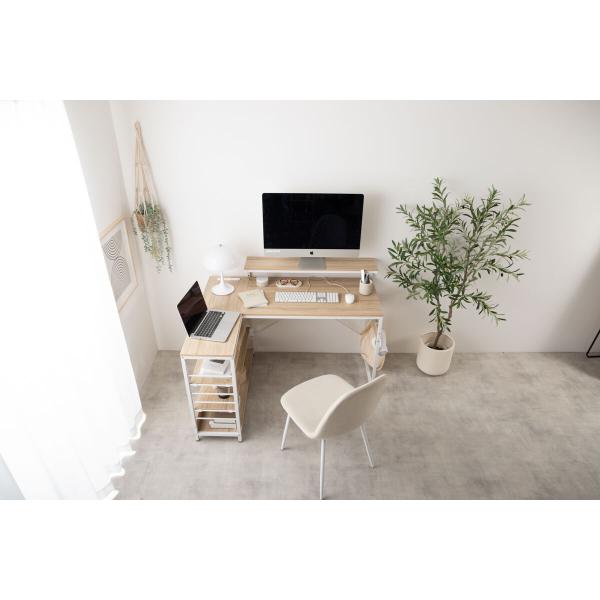 デスク 机 おしゃれ ラック L字 コーナー ナチュラルモダン 棚 ワークステーション 120cm