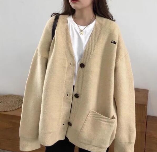 ニット カーディガン レディース 秋冬 ニューデザイン 無地 ゆったり 刺繍 着痩せ カジュアル 学生 Vネック 怠惰風 セーター ジャケット 6,934円