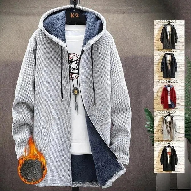 【福袋】カーディガン メンズ 裏起毛 ロング丈 ロングコート フード付き ニットジャケット カジュアル 暖かい ジャケット 厚地 ケーブル編み 無地 カジュアル 防寒