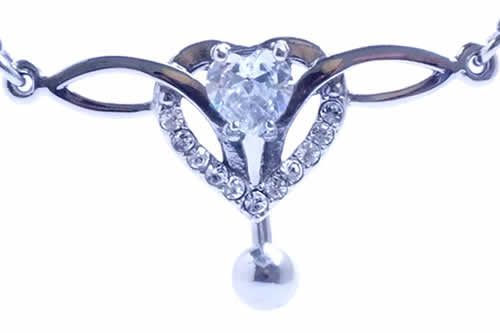 ハート ベリーチェーン ネイブル へそピアス 14G トップダウン ボディピアス 14ゲージ ウエストチェーン 腰 鎖 ビキニ 男性 女性 プレゼント 可愛い かわいい bnhwd-00-0180