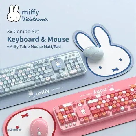 超人気 Miffy ウサギの話題！！残り30個ミッフィー キーボード & マウス コンボレトロ キーボード Bluetooth マルチペアリングBluetooth ワイヤレス キーボード