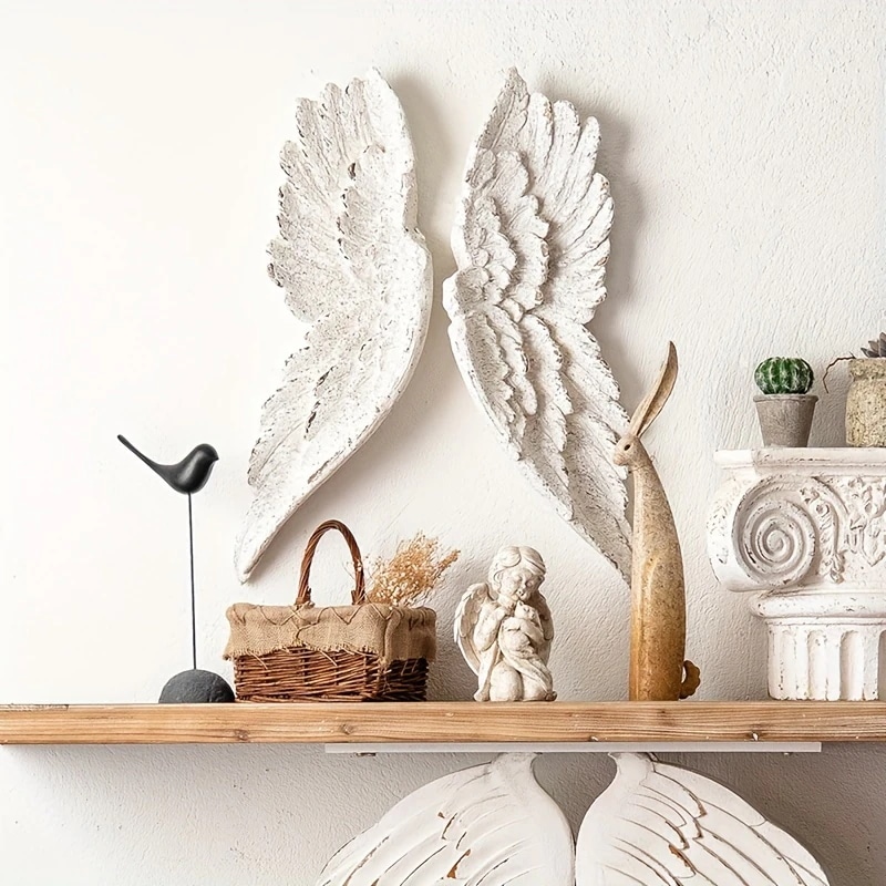 ウォールデコレーション 羽 エンジェル 天使の羽 ウォールインテリア 壁掛け デコレーション ホワイト アンティーク風 ヴィンテージ 壁面ディスプレイ おしゃれ シンプル