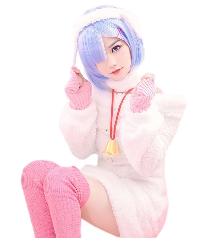 ウィッグ付き Re:ゼロから始める異世界生活 風 リゼロ レム コスチューム コスプレ衣装 7点セット サイズ S―XL