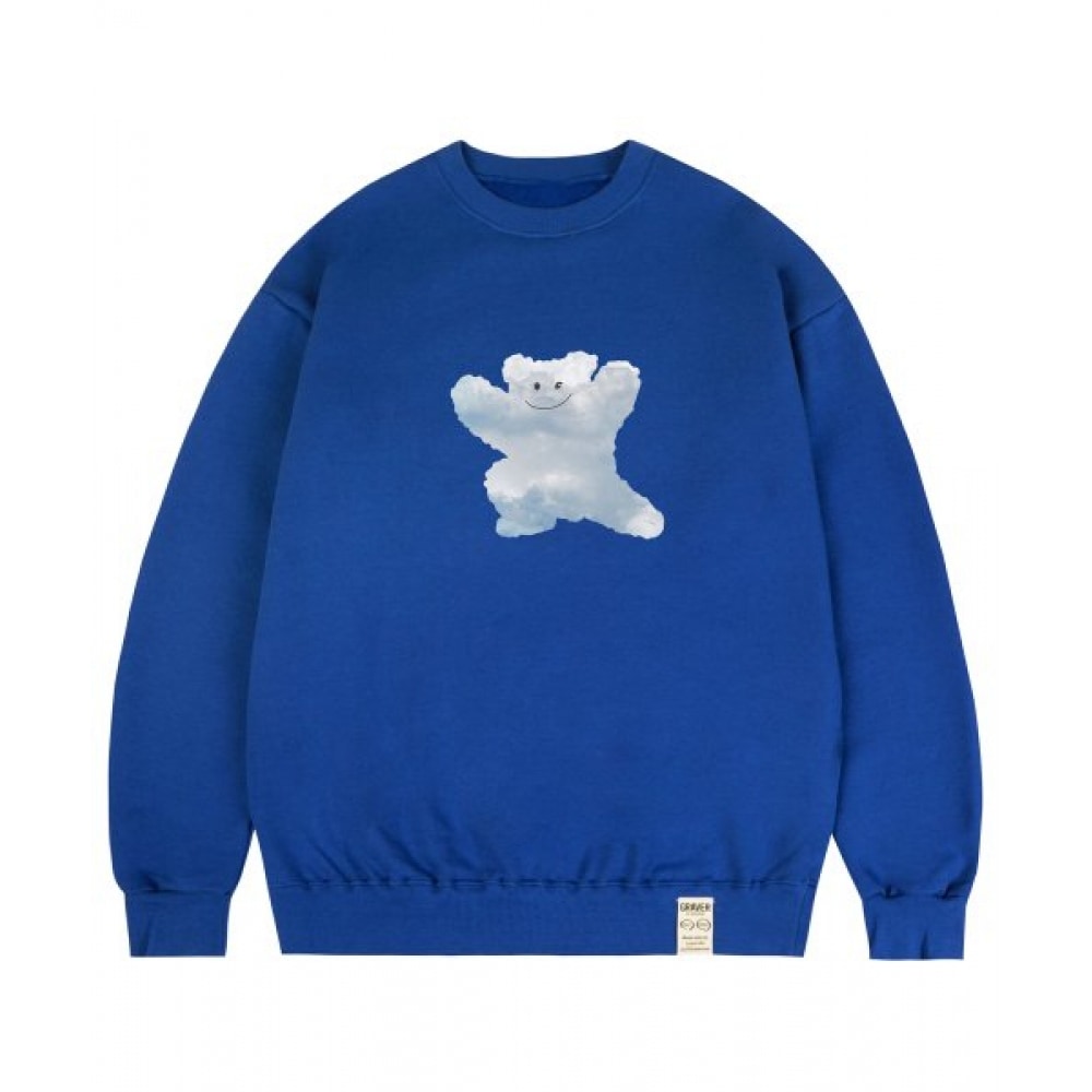 GRAVER [ユニセックス] ビッグクラウドベアスマイルスウェットシャツ_コバルトブルー