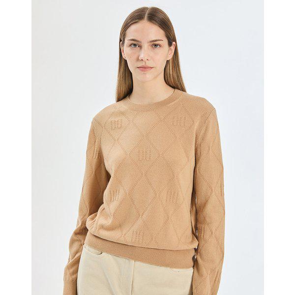 [25FW] ベージュ DDロゴ ウールカシミア混紡 長袖ニット DLSW5D935I2