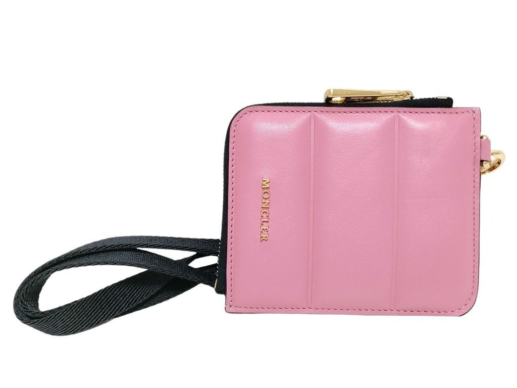 コインケース フラット ウォレット スモール レザー - L字ファスナー ロゴ ショルダーウォレット ゴールド金具 ピンク 小銭入れ ミニ財布 小さい コンパクト 人気【本物保証】