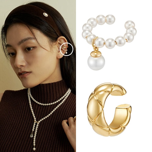[韓国人気商品 人気ファッション]ボリュームポイントパールイヤーカフセット_SE0156 韓国ファッションジュエリー ピアス デイリーアクセサリー 大学生ファッション