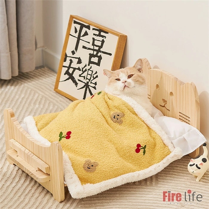 ペットベッド 猫 小型犬 木製ベッド 猫ベッド 犬ベッド 可愛い 春夏秋冬 四季通用 ペット用品 ペットクッション 布団