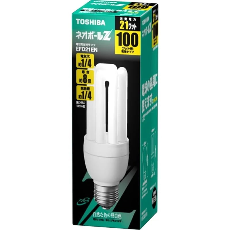 【即納】TOSHIBA ネオボールZ 電球形蛍光ランプ 電球100Wタイプ 昼白色 EFD21EN