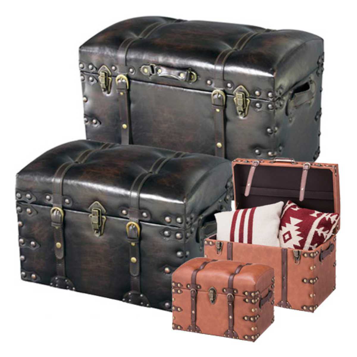収納スツール 大小2個セット 宝箱 レザー調 収納ボックス チェア スツール トランク 海賊風 アンティーク 収納ケース トランクボックス イス 15,466円