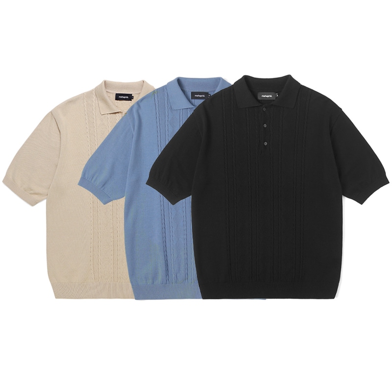 [Stray kids 着用] CABLE KNIT POLO 韓国 アイドル K-POP 半袖