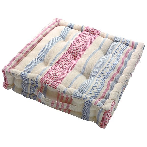 インド綿使用 フロアクッション/座布団 [2枚組 レッド] 42x42x10cm 『テラ』