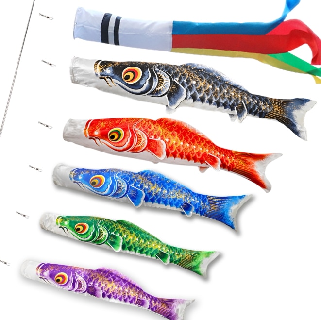 OKBABY こいのぼり 鯉のぼり 鯉5匹 9点セット ベランダ ミニ 1.3m 吹流し 端午の節句 飾り 庭園 初節句 こどもの日 五月五日 男の子