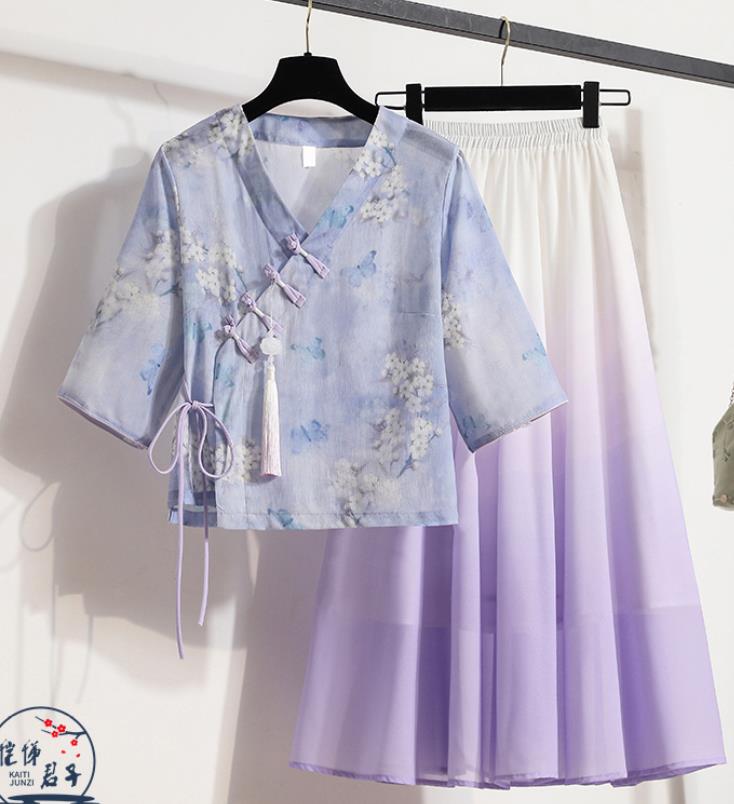 演出服中国風漢服茶芸服装改良版少女学生清楚服装コスプレ衣装 チャイナドレス