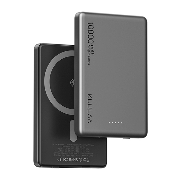 スリム 薄型 Magsafe充電 モバイルバッテリー ワイヤレス充電 KUULAA 10000mAh 小型 軽量 Type-C 同時 急速 充電器 防災 停電 iPhone PSE認証 ネコポス