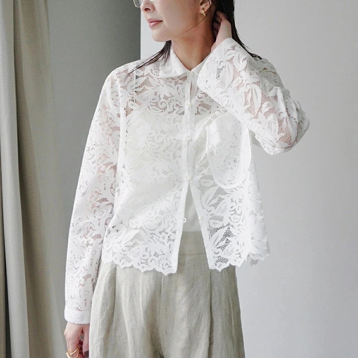 MICA&DEAL マイカ＆ディール レースシャツ lace light jk 0125101069 レディース ジャケット ブラウス 長袖 WHITE
