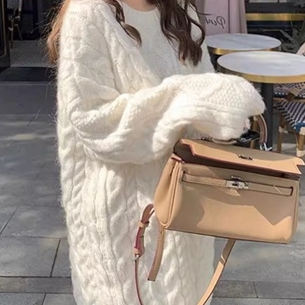 レディース ワンピース プルオーバー ニットワンピ ミニ ショート 長袖 ラウンドネック ストレート 厚手 ケーブルニット かわいい シンプル カジュアル おしゃれ ラフ ガーリー ルーズ ラブリー