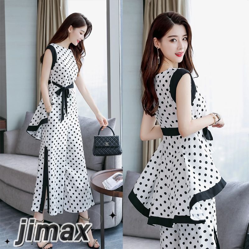 セットアップ レディース カジュアル 夏 シャツ シフォン ガウチョパンツ カジュアル 2点セット 水玉柄 韓国風 ボトムス 通勤 OL オシャレ 大人 上品 着痩せ ホワイトデー