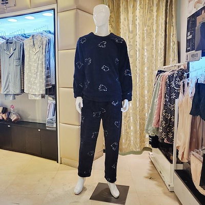 VEP396MS_白熊プリント 厚手 メンズイージーウェア パジャマ