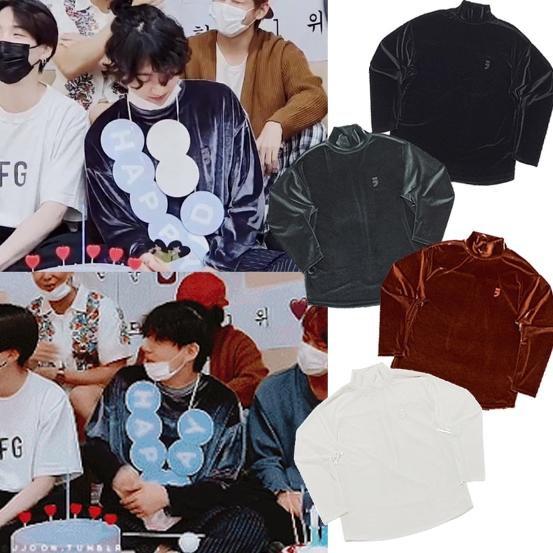btsジョングク着用 DROP-SHOULDER VELVET TURTLE-NECK TEE