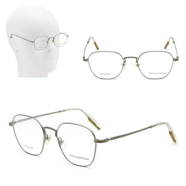 フレームのみ EZ5207/V 016 50 Ermenegildo Zegna サテンシルバー メガネ 眼鏡 ノーズパッド