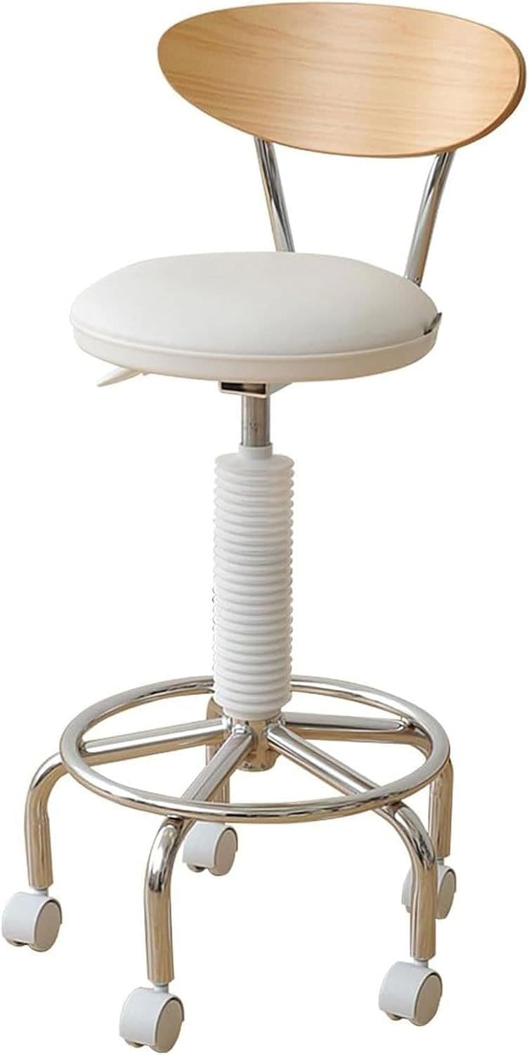 サイバーコム 2WAYバーカウンターチェアー キャスター付き ホワイト CB-388(W)