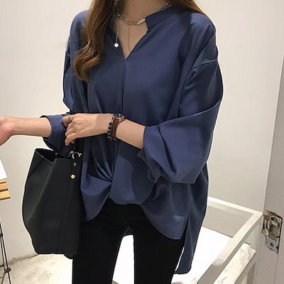 春秋の新しいシフォン シャツ 長袖 中で長いシャツ 上着