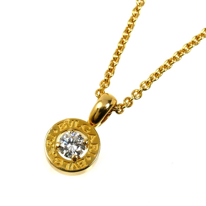 BVLGARI ブルガリ K18YG イエローゴールド ブルガリ ブルガリ 1Pダイヤ ネックレス ダイヤモンド 8.5g 40cm レディース 中古