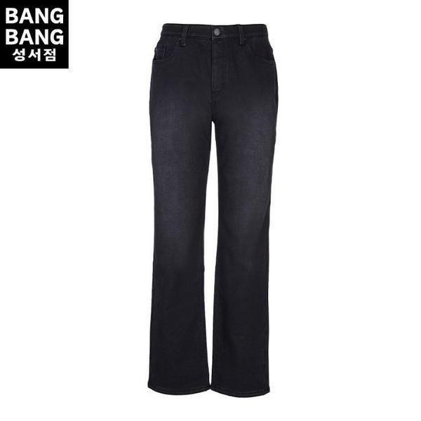 HC04 冬の男性用フリース裏地付きハイライズストレートスパンデックスブラックジーンズ ウエストゴム入りフリースボンディング 暖かく快適 (S42529141)