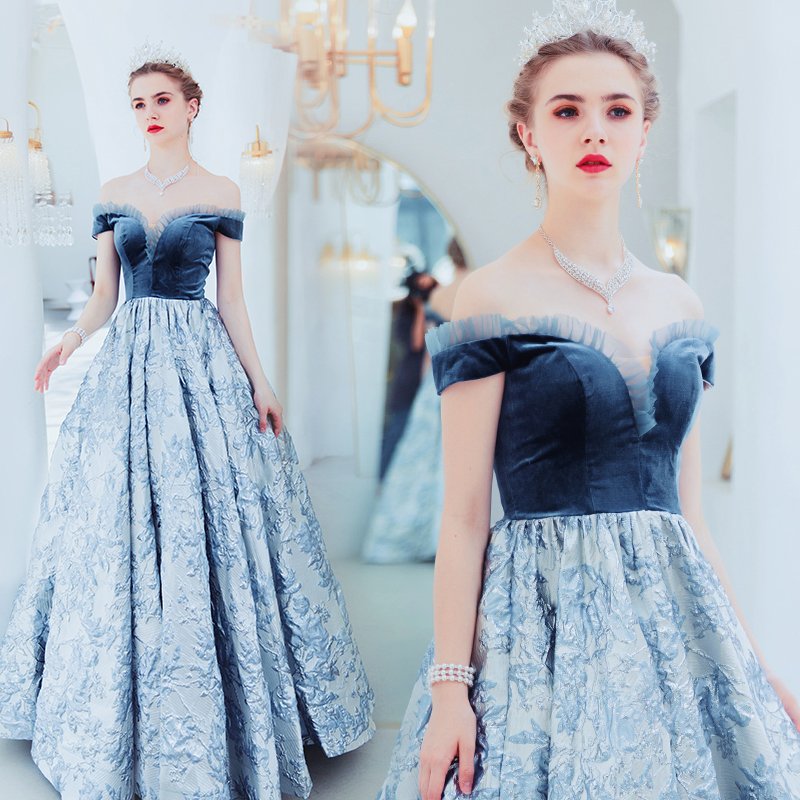 カラードレス パーティードレス ロングドレス 演奏会ドレス イブニングドレス オフショルダー エンパ