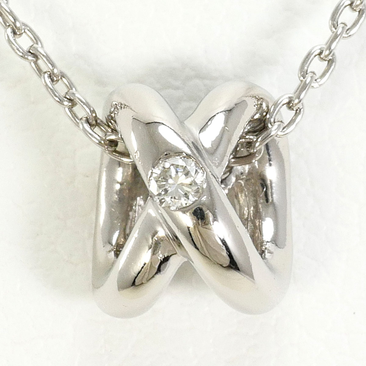 スタージュエリー PT950 プラチナ ネックレス ダイヤモンド 0.02ct 総重量約3.7g 約41cm 中古