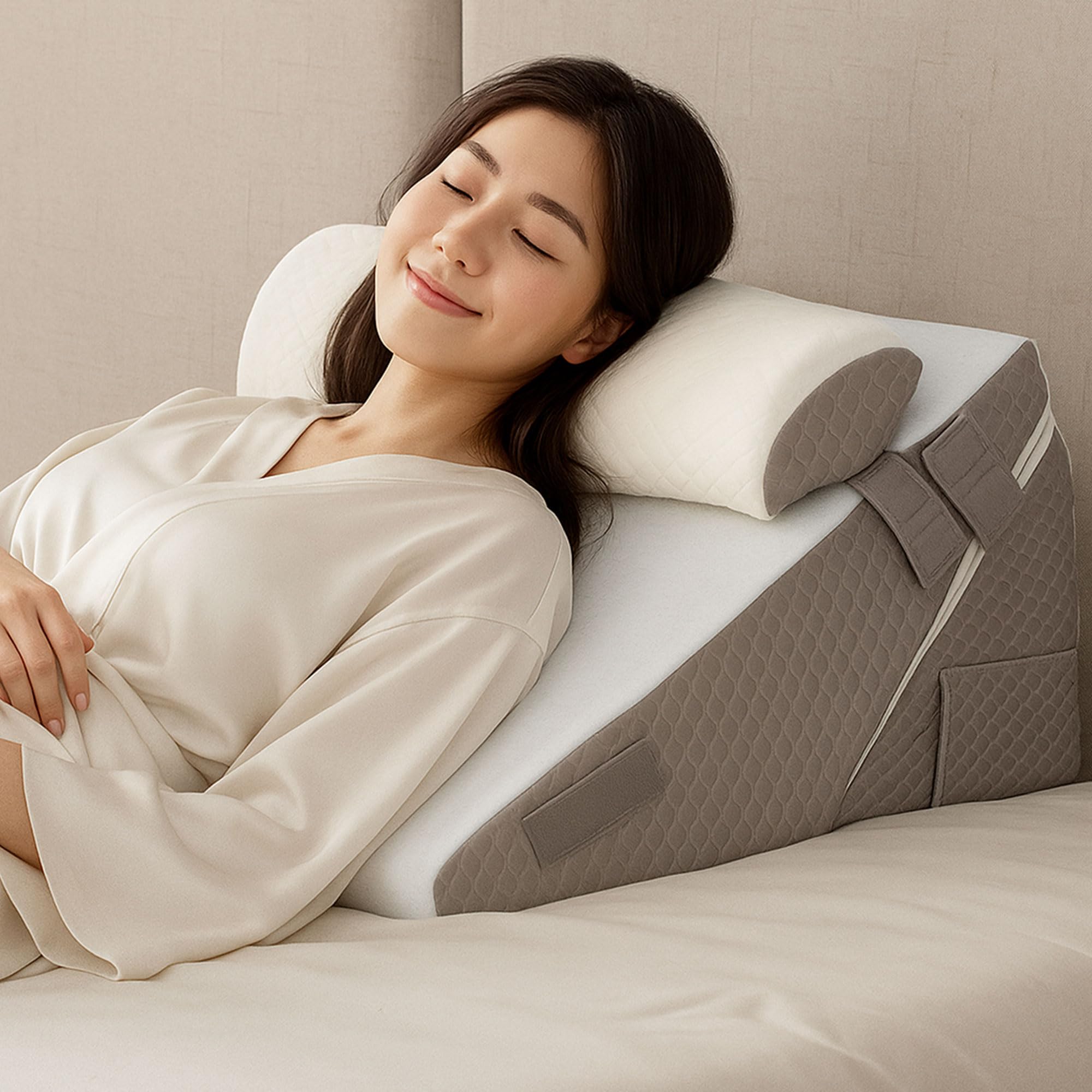 三角クッション 三角枕 7-in-1 高反発 背もたれ クッション 腰枕 傾斜枕 膝枕足枕 就寝用ランバーサポートテレビ枕に最適 5,922円