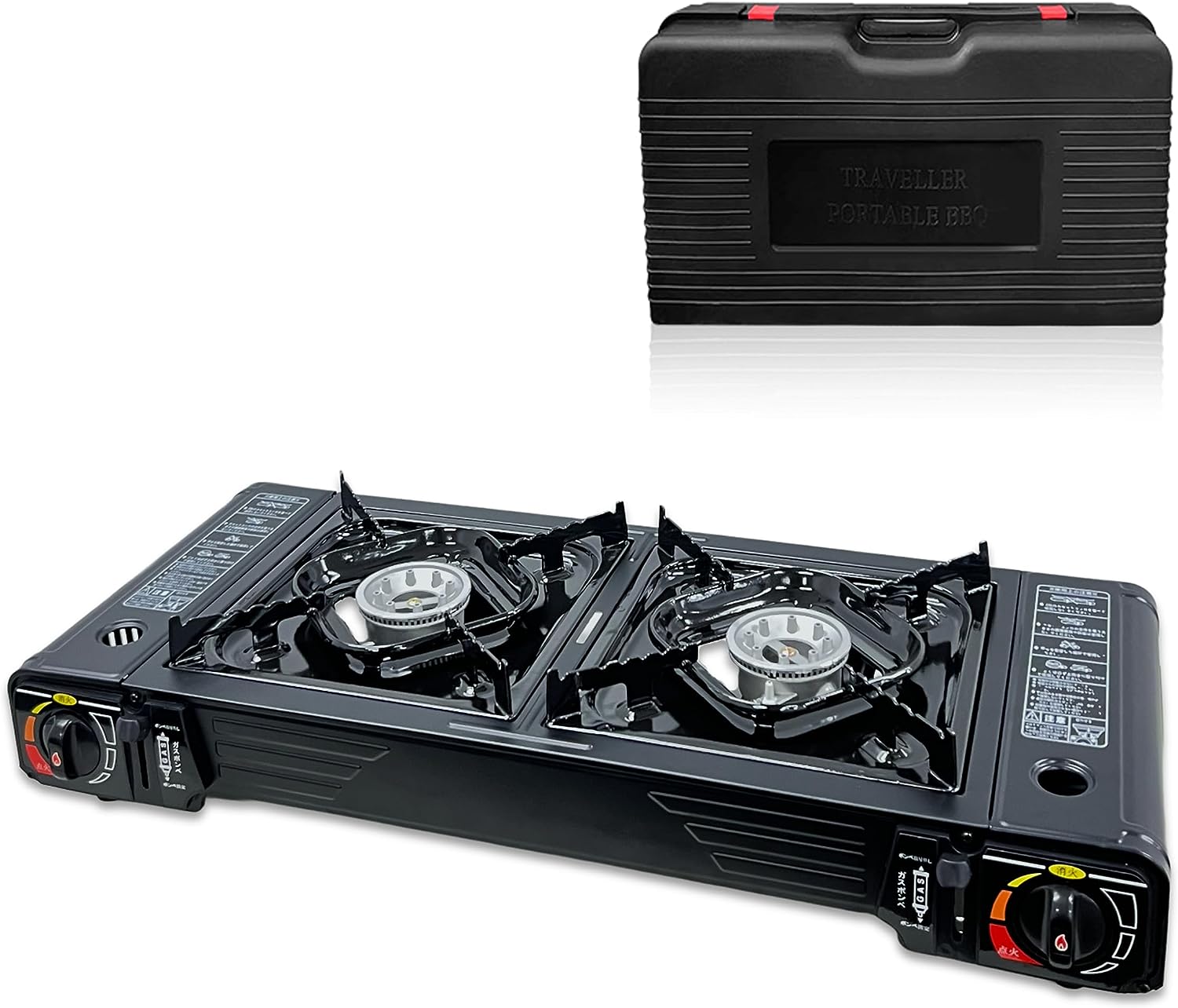 カセットコンロ 2口 卓上 耐荷重30kg / 強火力2.5kW2！ 強火力コンロ 防風 ブタンガス カセットガスボンベ式 2連 屋内屋外兼用 釣りやキャンプバーバキューなどのアウトドアや車中泊