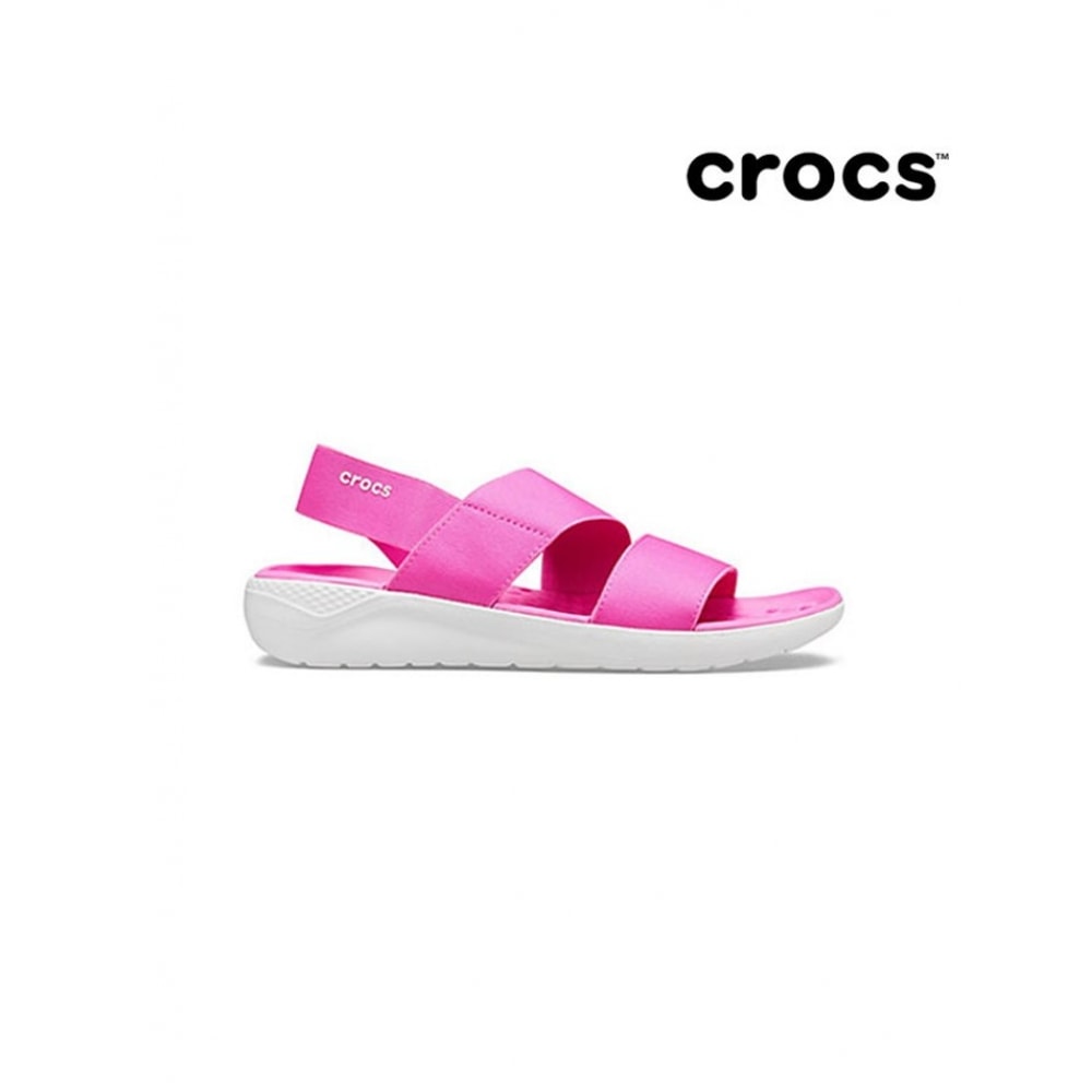 クロックスレディースライトライドストレッチサンダルピンク 206081-6QV