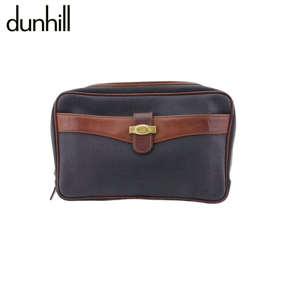 ダンヒルダンヒル クラッチバッグ セカンド バッグ メンズ ロゴプレート ヘリンボーン dunhill 中古