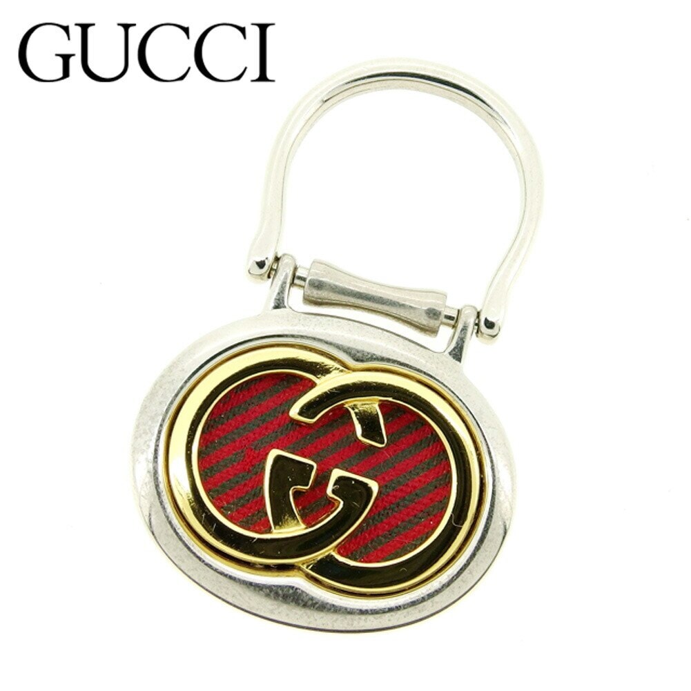 キーホルダー キーリング ダブルG インターロッキングG シルバー ゴールド レッド グリーン 中古