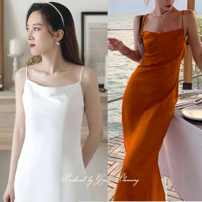 2カラー ウェディングドレス カラードレス スレンダードレス キャミソール ストラップ ワンピース フォトウェディング ウエディングドレス 花嫁ドレス 披露宴 1.5次会 二次会 白 テラコッタ We 7,175円