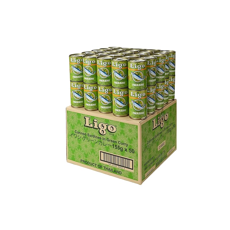 Ligo イワシとグリーンカレー 155g x 50缶【ケース販売】防災 備蓄 保存食　いわし缶