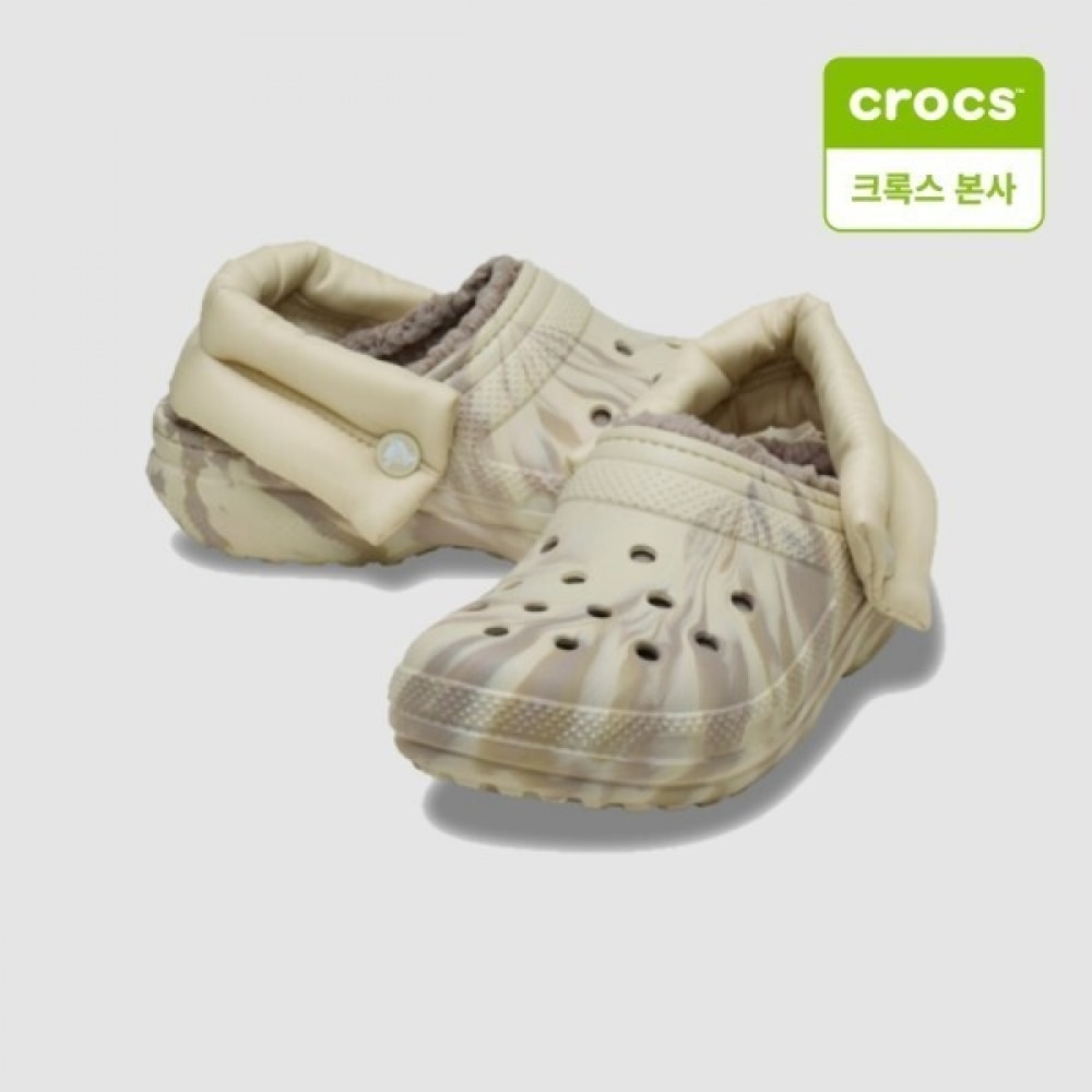 クロックス クラシック パフ ストラップ マーブル ラインド クロッグ 211980-2Y3