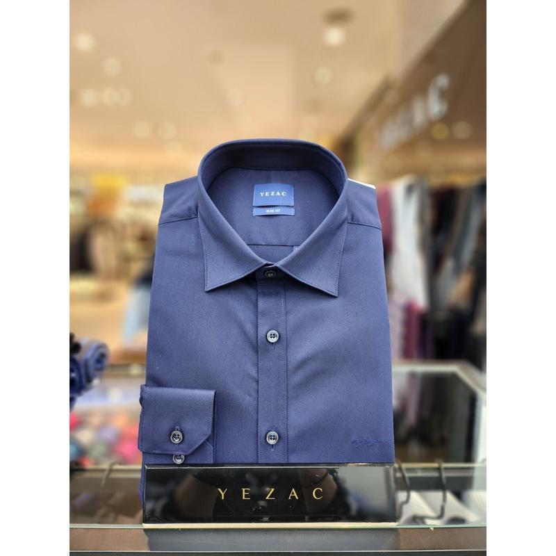 AK平沢店シャツ ソリッドモーダルストレッチスリムフィットシャツ ネイビー