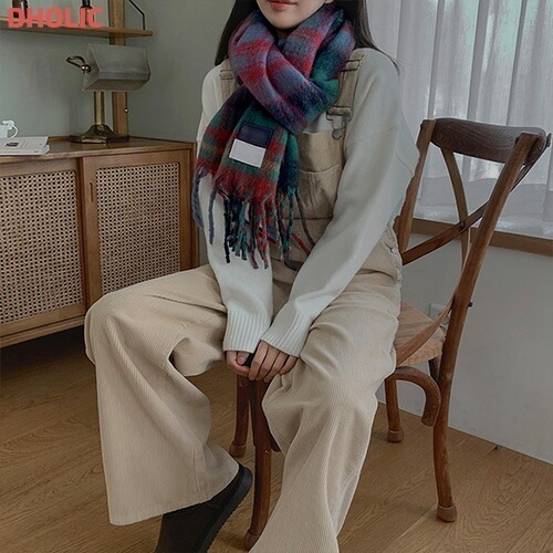 ウールブレンドチェックマフラー