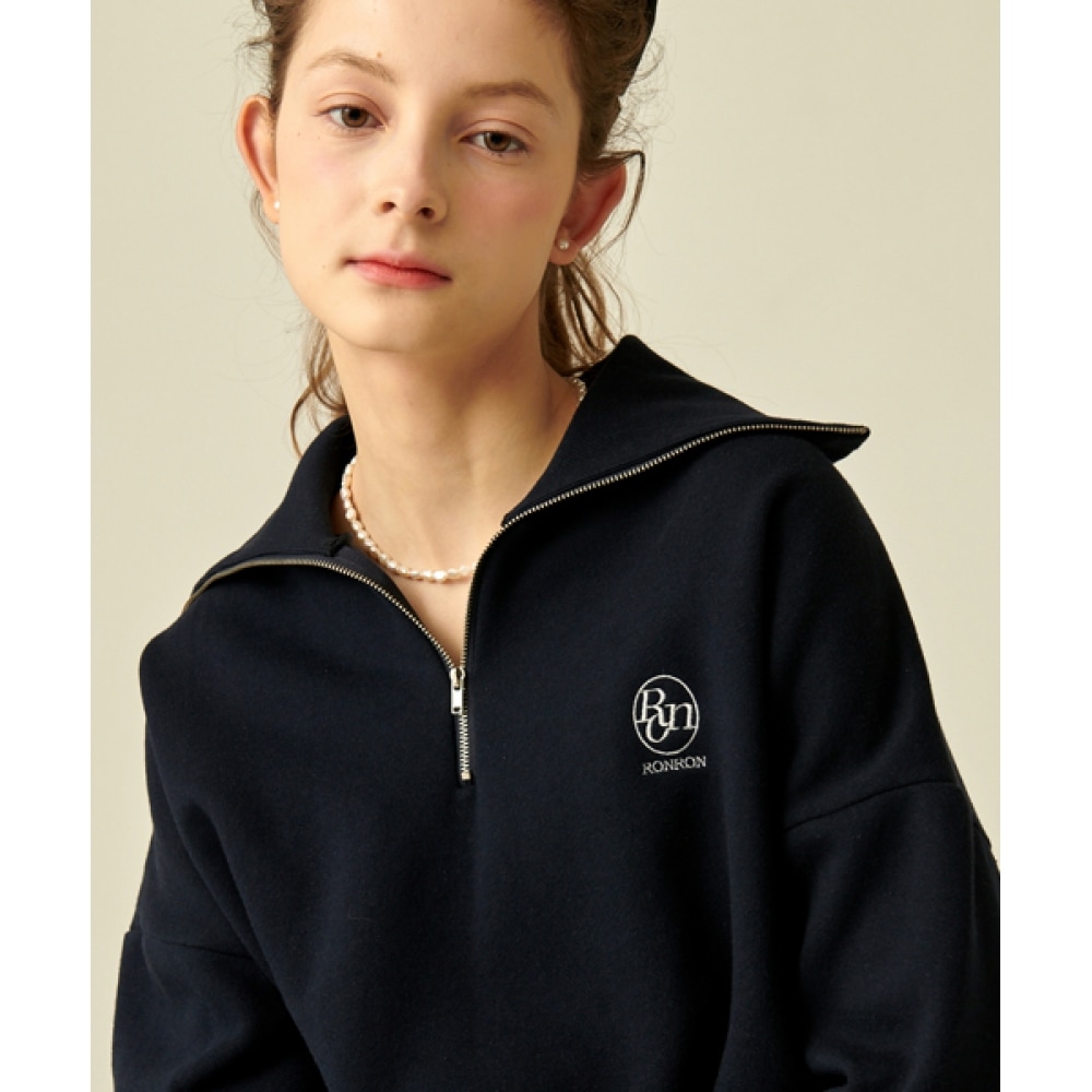 ロンロン ハーフジップアップスウェットシャツ ネイビー